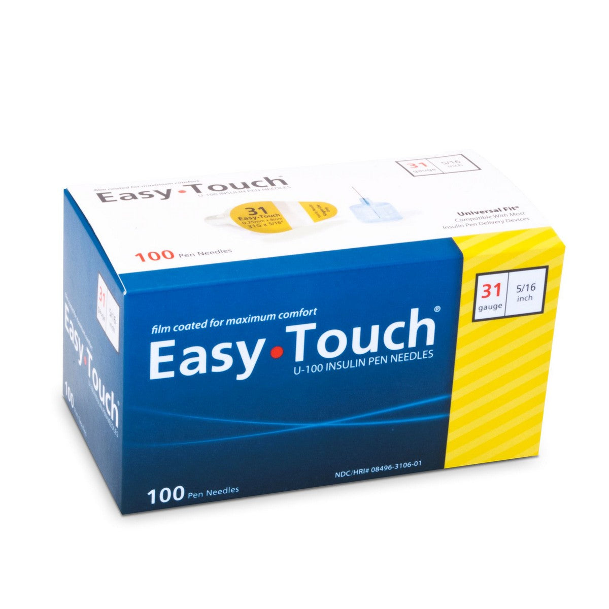 Easy Touch Easy Touch® Pen Needles – 100 count, 31g, 5/16″ (8mm), Yellow –  diaTHOR