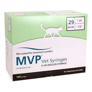 819150 MVP Vet Syringes U-40 Insulin Syringe, 1cc,  29G, 1/2