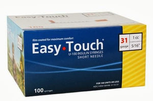  EasyTouch U-100 Insulin Syringe with Needle, 29G 1cc 1